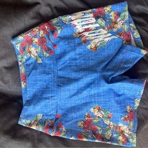 Floral Blue Athletic Shorts